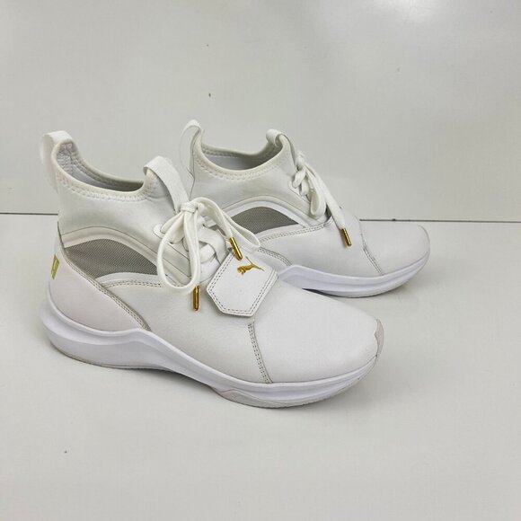 Puma Phenom Lux White Leather High Tops Womens Size 7.5 M - Picture 1 of 10